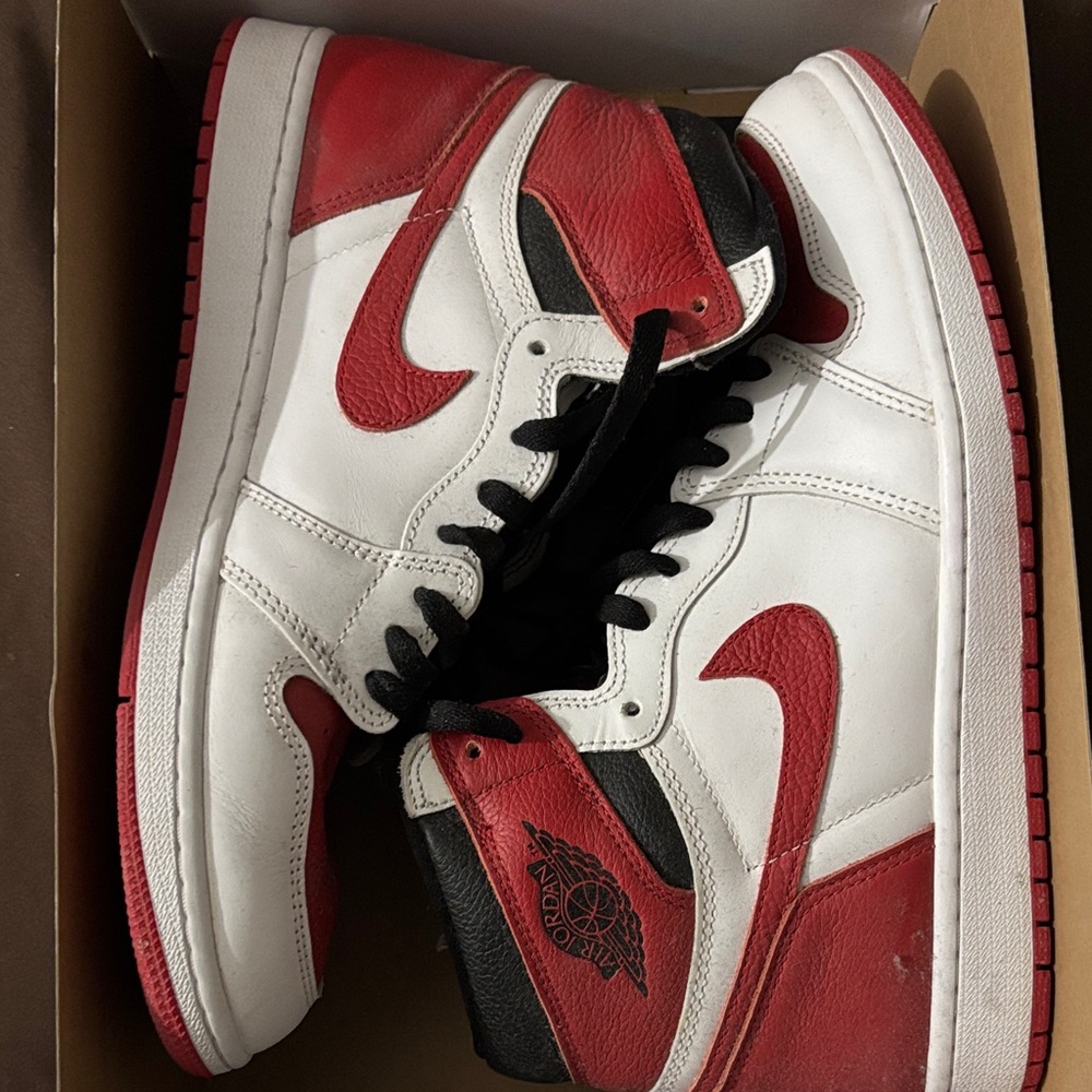 Jordan Men's Classic Red and White Sneakers